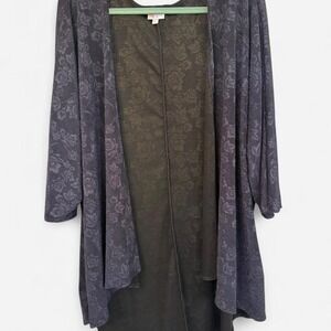 LulaRoe navy blue floral long cardigan, Size Large